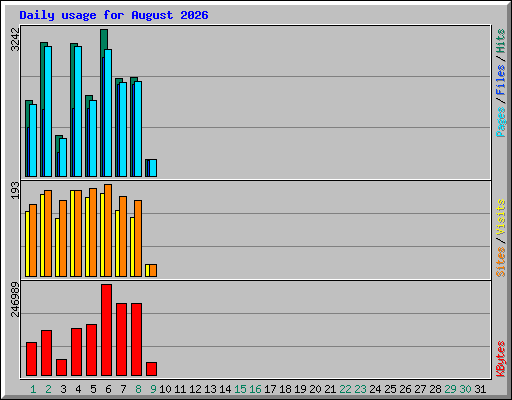 Daily usage for August 2026